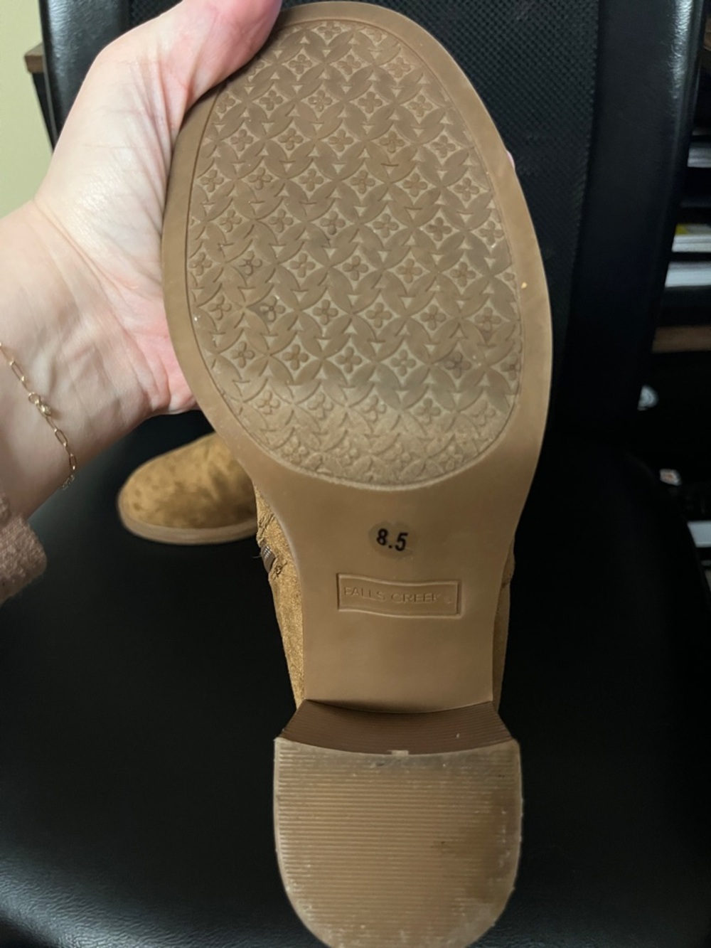 Falls Creek Taupe Suede Mid-Calf Block Heel Boots - Picture 4 of 4
